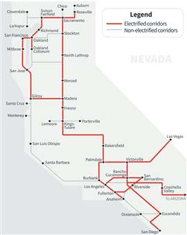 Map of California's proposed high-speed rail network California High-Speed Rail