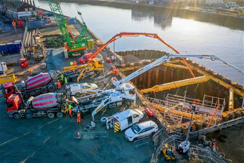Aerial view of bascule pit excavation for Great Yarmouth Third River Crossing